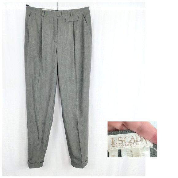 Vintage Escada Pants Medium Gray Tapered Trousers - Picture 1 of 11